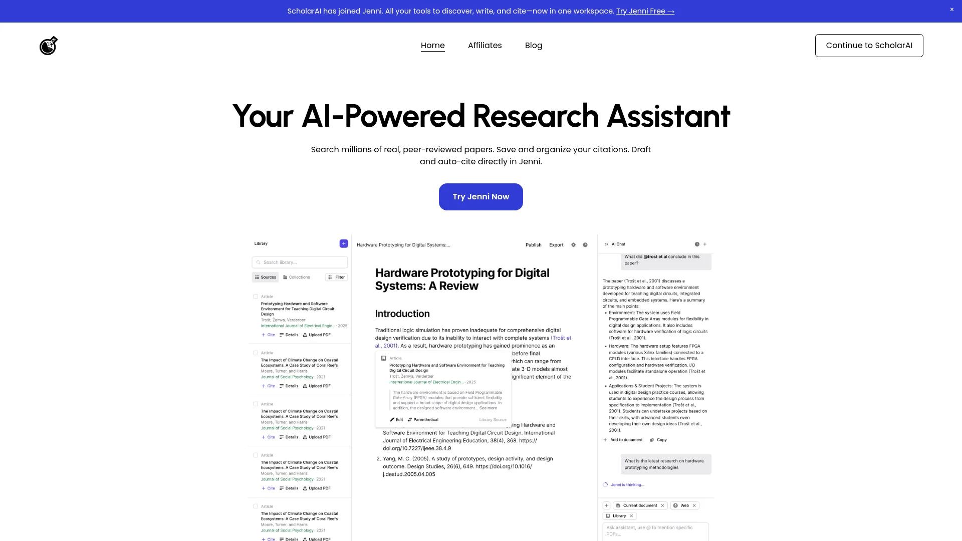 ScholarAI homepage