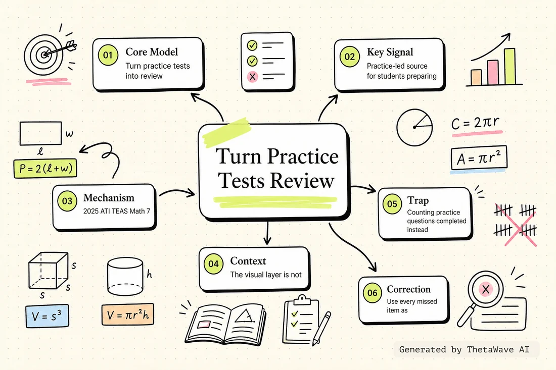 Mind map for 2025 ATI TEAS Math 7 Perimeter, Circumference, Area, and Volume Study Guide (with Practice)