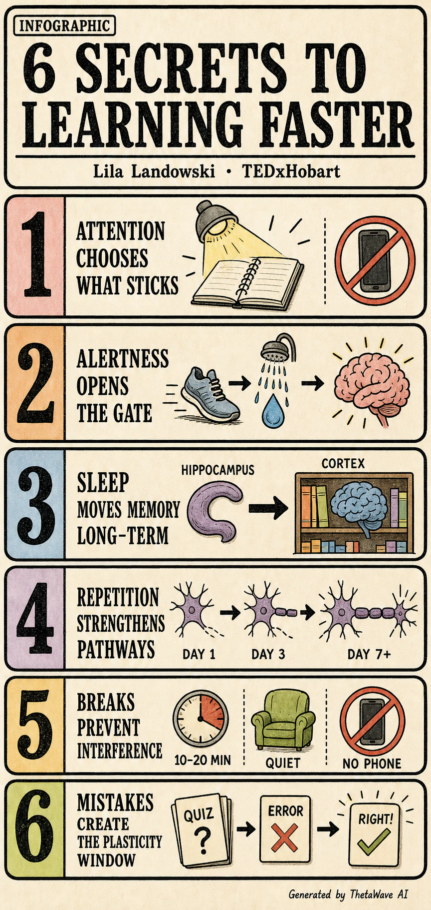 Infografica di Brain Hack: 6 secrets to learning faster, backed by neuroscience | Lila Landowski | TEDxHobart