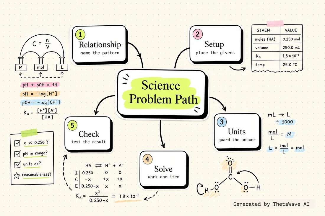 Mind map for Acids and Bases Review - General Chemistry - Practice Test
