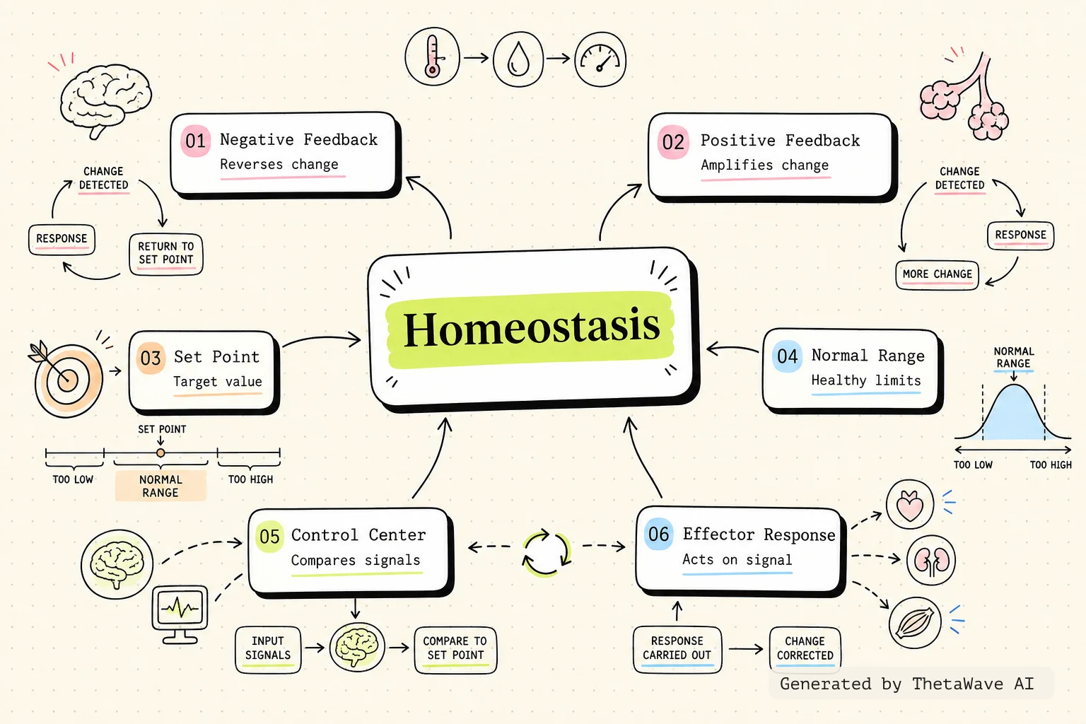 Anatomy and Physiology 2e: 1.5 Homeostasis的思维导图