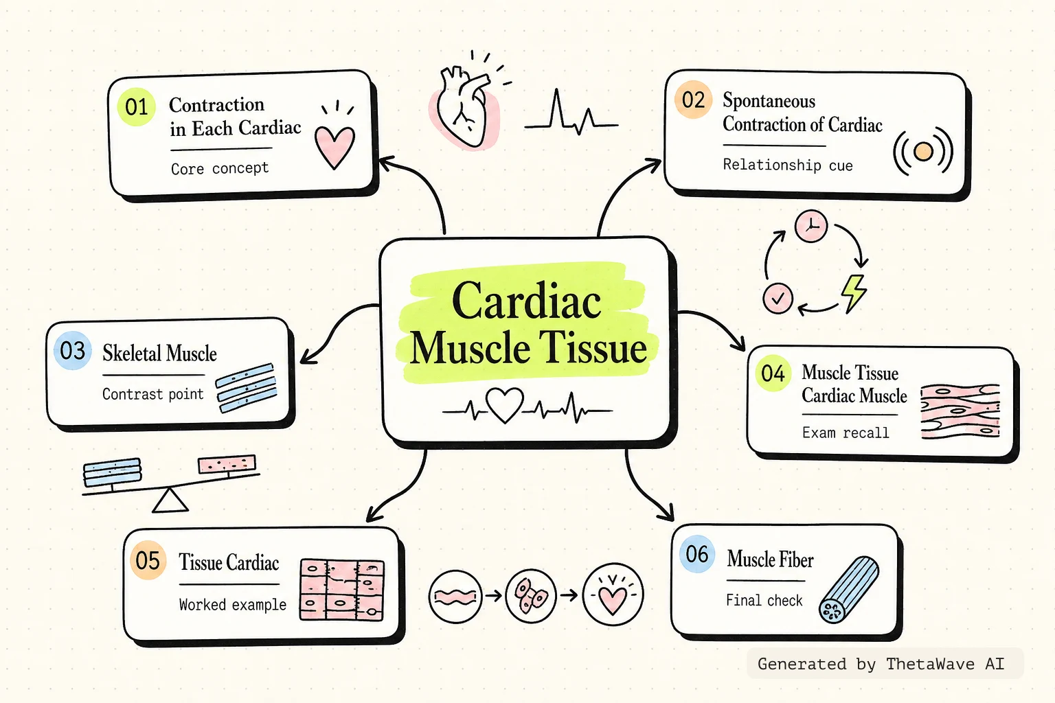 Mappa mentale di Anatomy and Physiology 2e: 10.7 Cardiac Muscle Tissue