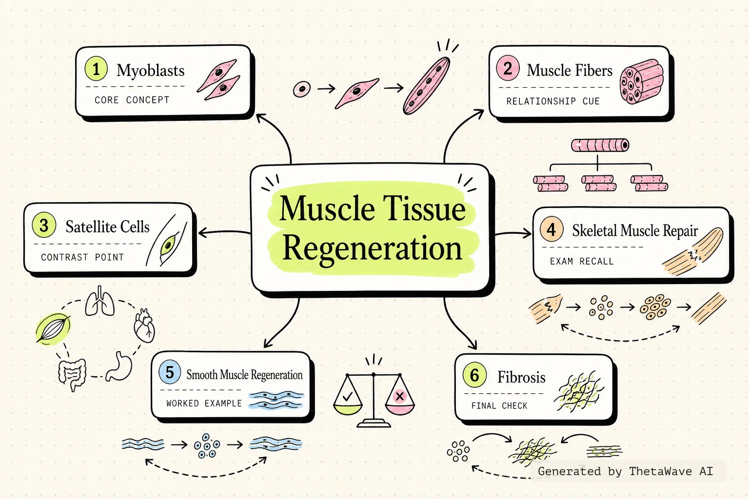 Mappa mentale di Anatomy and Physiology 2e: 10.9 Development and Regeneration of Muscle Tissue