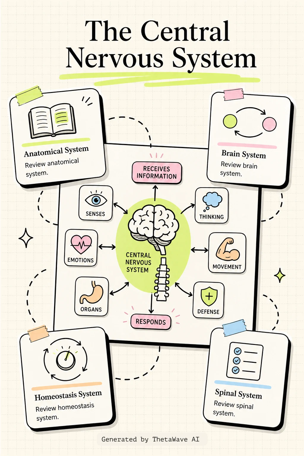Infografía de Anatomy and Physiology 2e: 13.2 The Central Nervous System