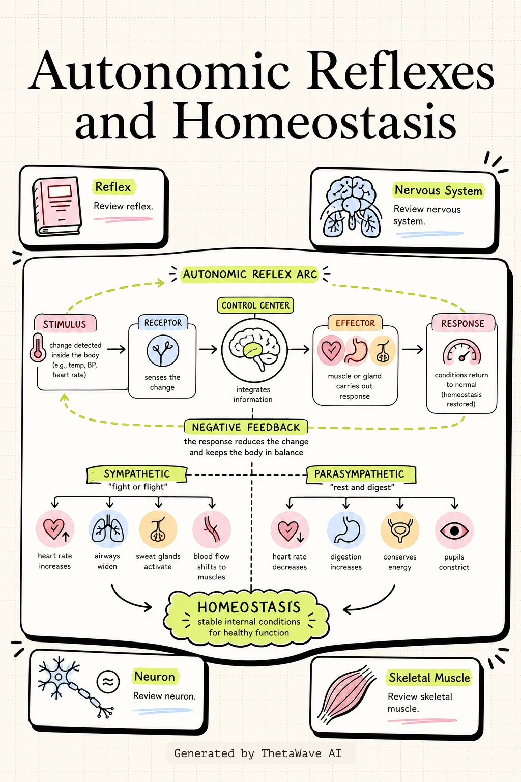 Infografía de Anatomy and Physiology 2e: 15.2 Autonomic Reflexes and Homeostasis