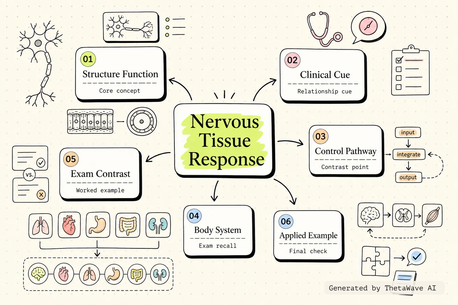 Mindmap zu Anatomy and Physiology 2e: 4.5 Nervous Tissue Mediates Perception and Response