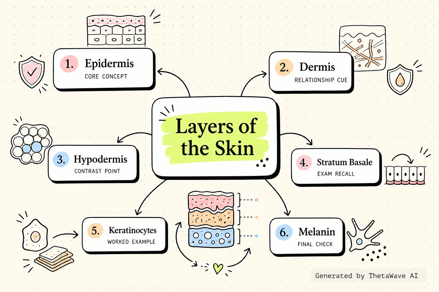 Mindmap zu Anatomy and Physiology 2e: 5.1 Layers of the Skin