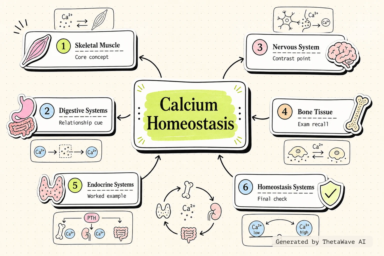 Mindmap zu Anatomy and Physiology 2e: 6.7 Calcium Homeostasis: Interactions of the Skeletal System and Other Organ Systems