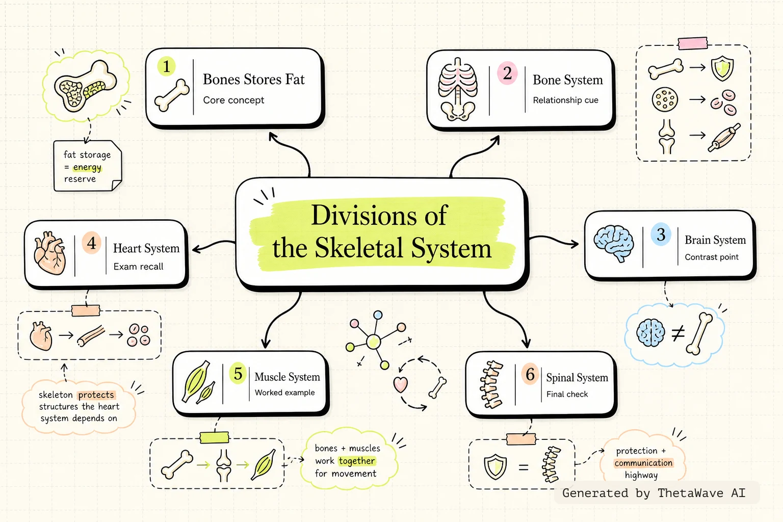 Mindmap zu Anatomy and Physiology 2e: 7.1 Divisions of the Skeletal System