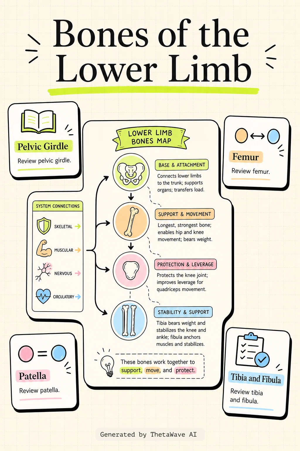 Infografía de Anatomy and Physiology 2e: 8.4 Bones of the Lower Limb
