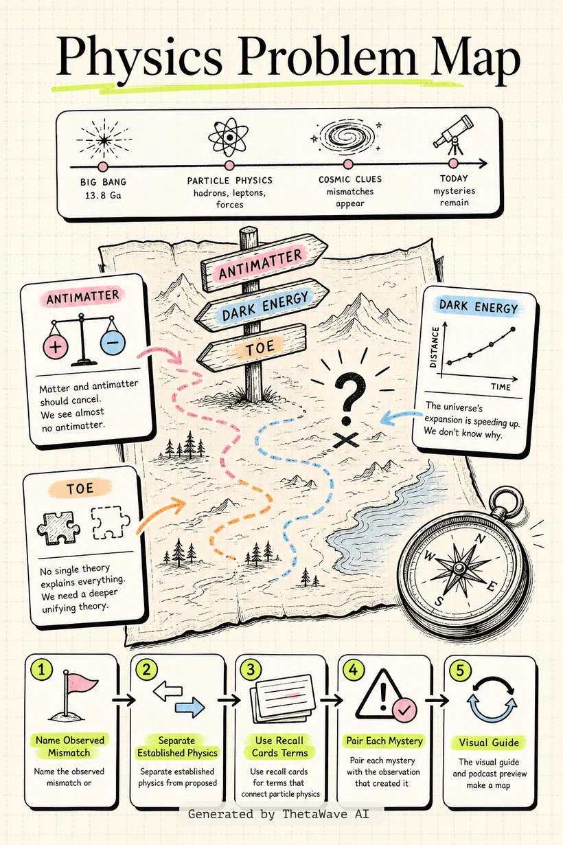 Infografik zu Biggest Mysteries in Physics: Antimatter, Dark Energy & ToE - Don Lincoln | Lex Fridman Podcast #497