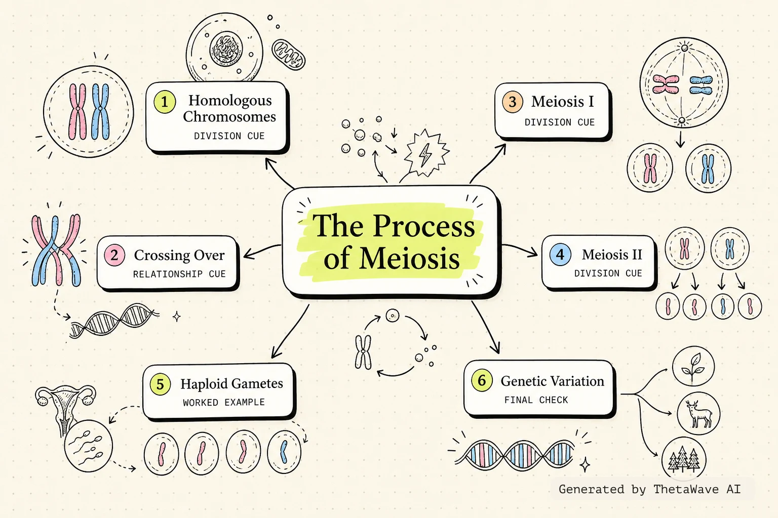 Mind map for Biology 2e: 11.1 The Process of Meiosis