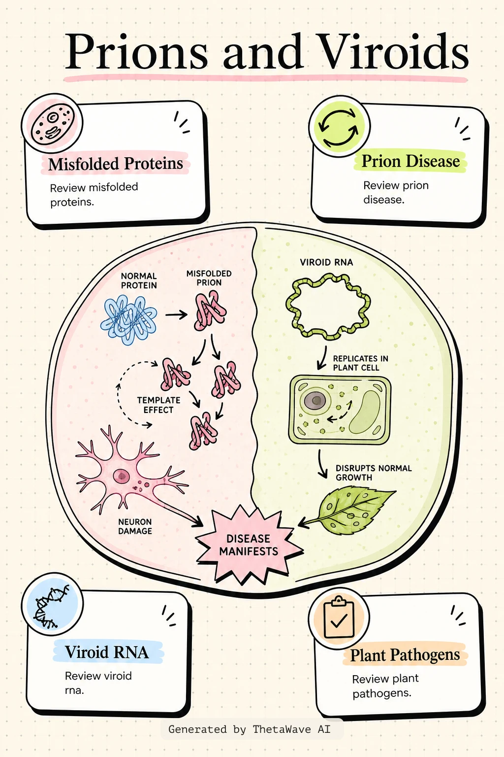 Infographic for Biology 2e: 21.4 Other Acellular Entities: Prions and Viroids