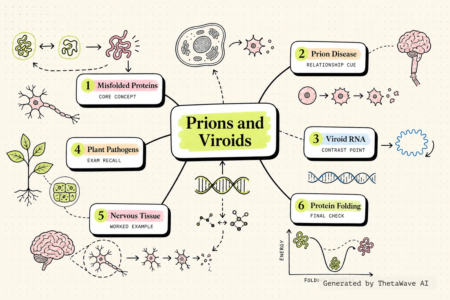 Mind map for Biology 2e: 21.4 Other Acellular Entities: Prions and Viroids