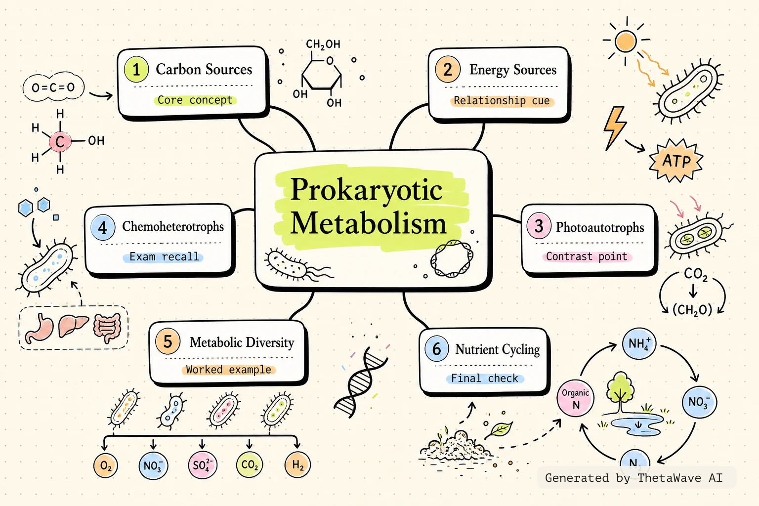 Mind map for Biology 2e: 22.3 Prokaryotic Metabolism