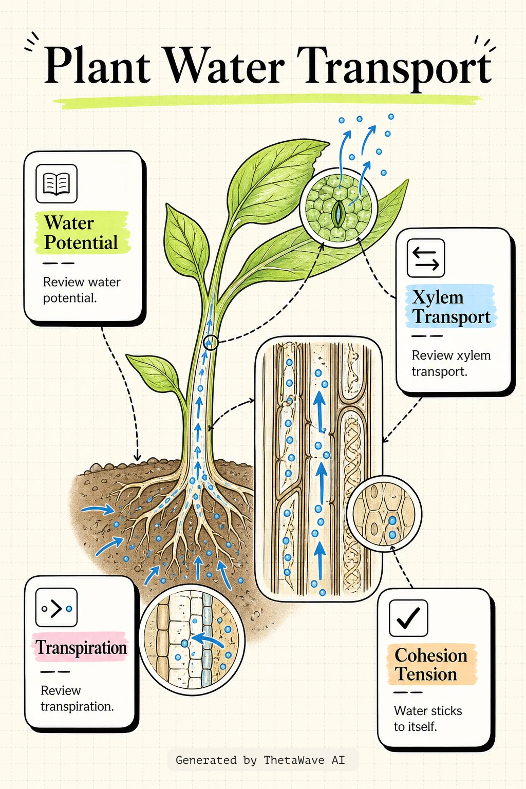 Infographic for Biology 2e: 30.5 Transport of Water and Solutes in Plants