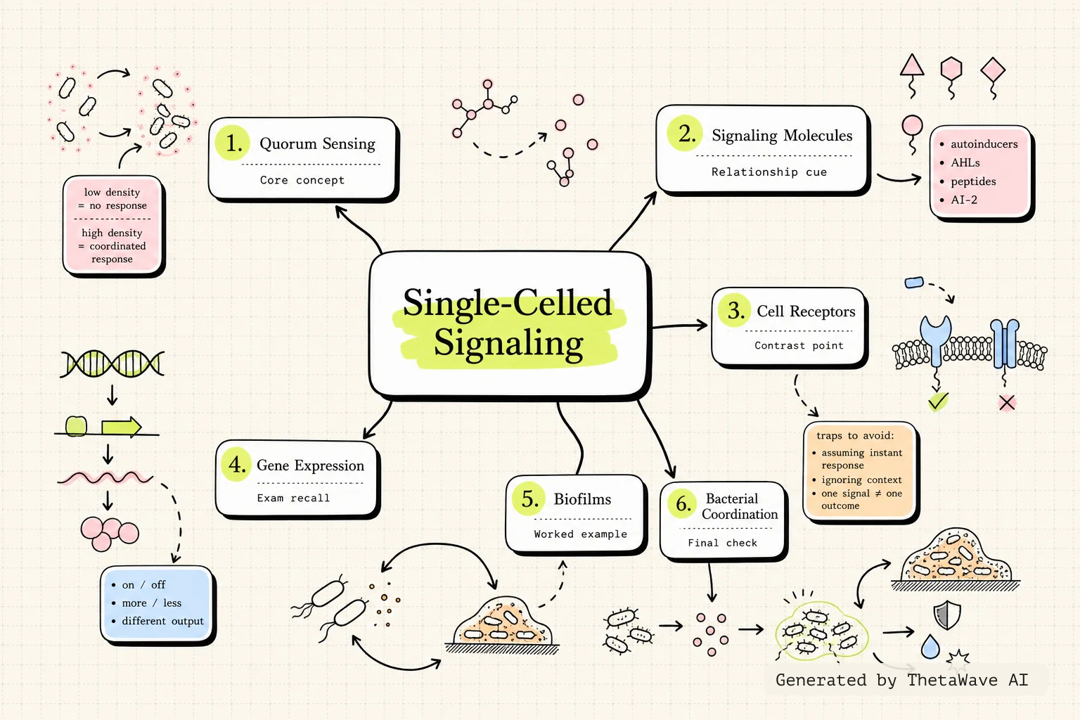 Mind map for Biology 2e: 9.4 Signaling in Single-Celled Organisms