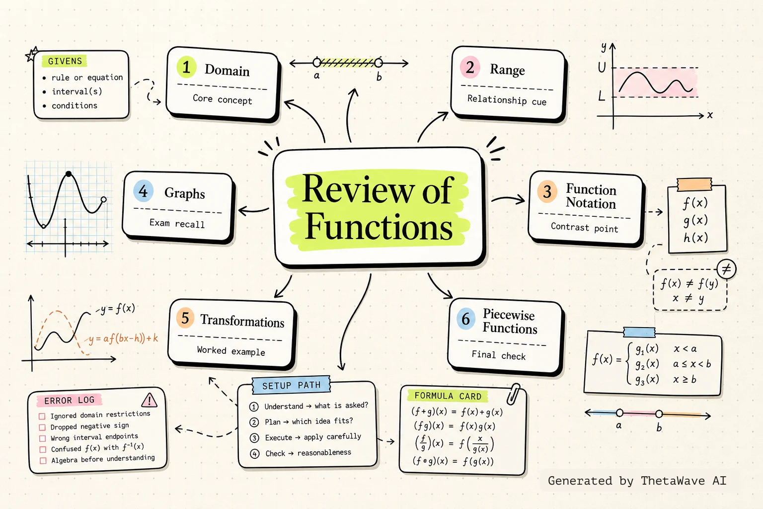 Mindmap zu Calculus Volume 1: 1.1 Review of Functions