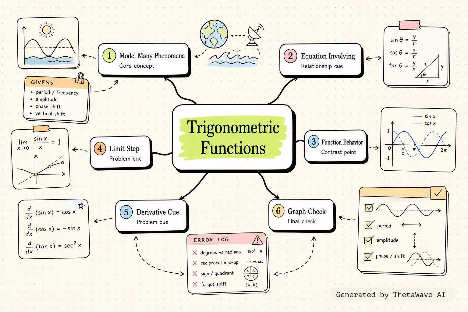 Mapa mental de Calculus Volume 1: 1.3 Trigonometric Functions