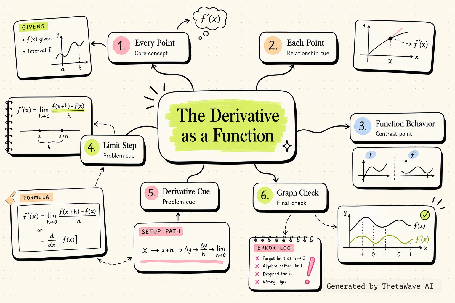 Mindmap zu Calculus Volume 1: 3.2 The Derivative as a Function