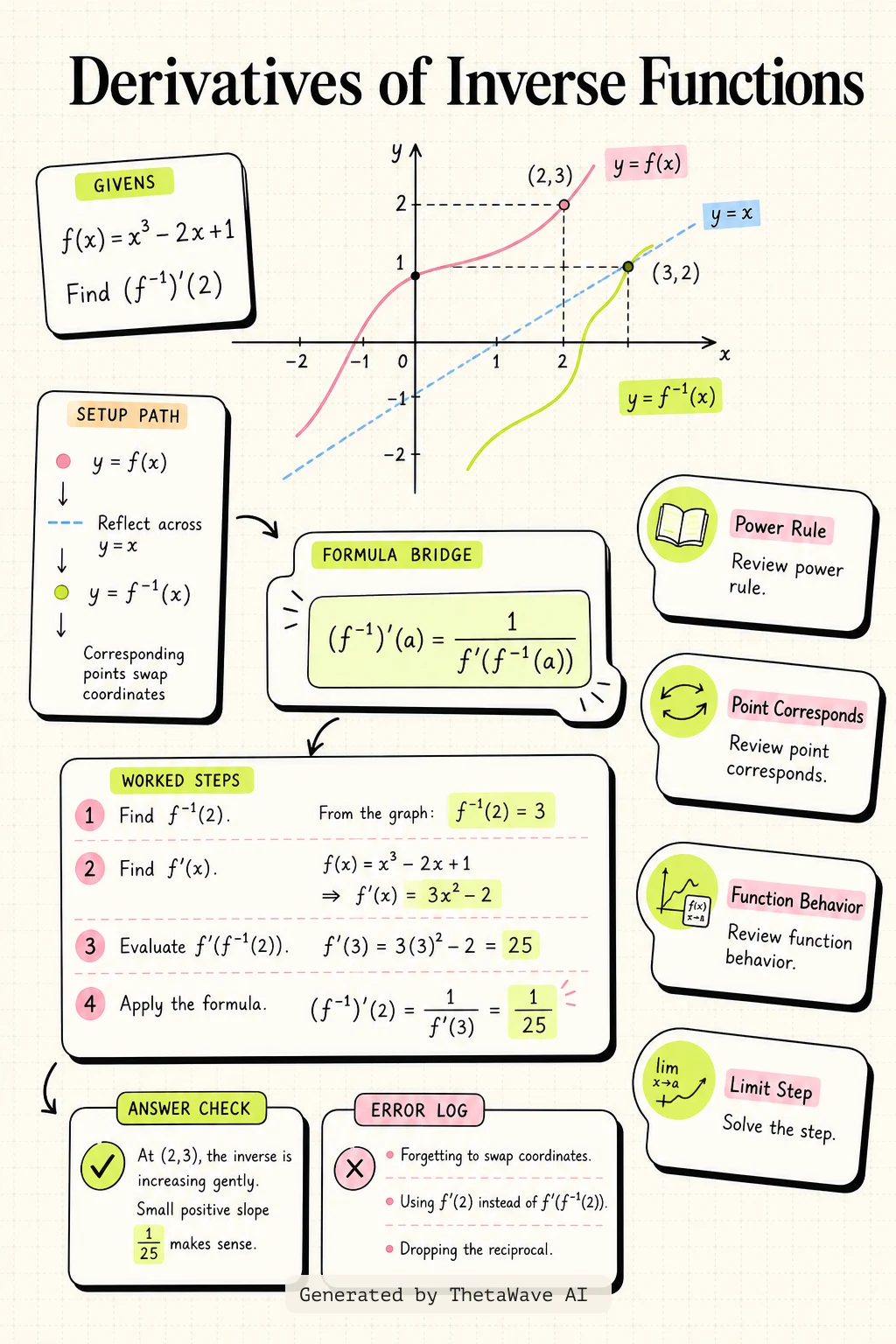 Infografía de Calculus Volume 1: 3.7 Derivatives of Inverse Functions