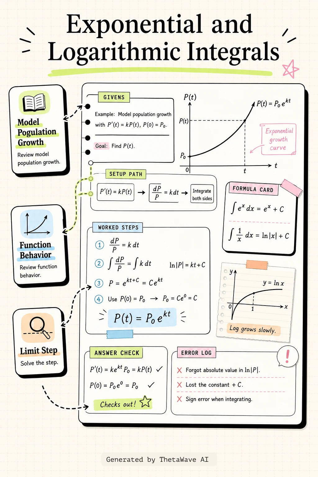 Infografía de Calculus Volume 1: 5.6 Integrals Involving Exponential and Logarithmic Functions