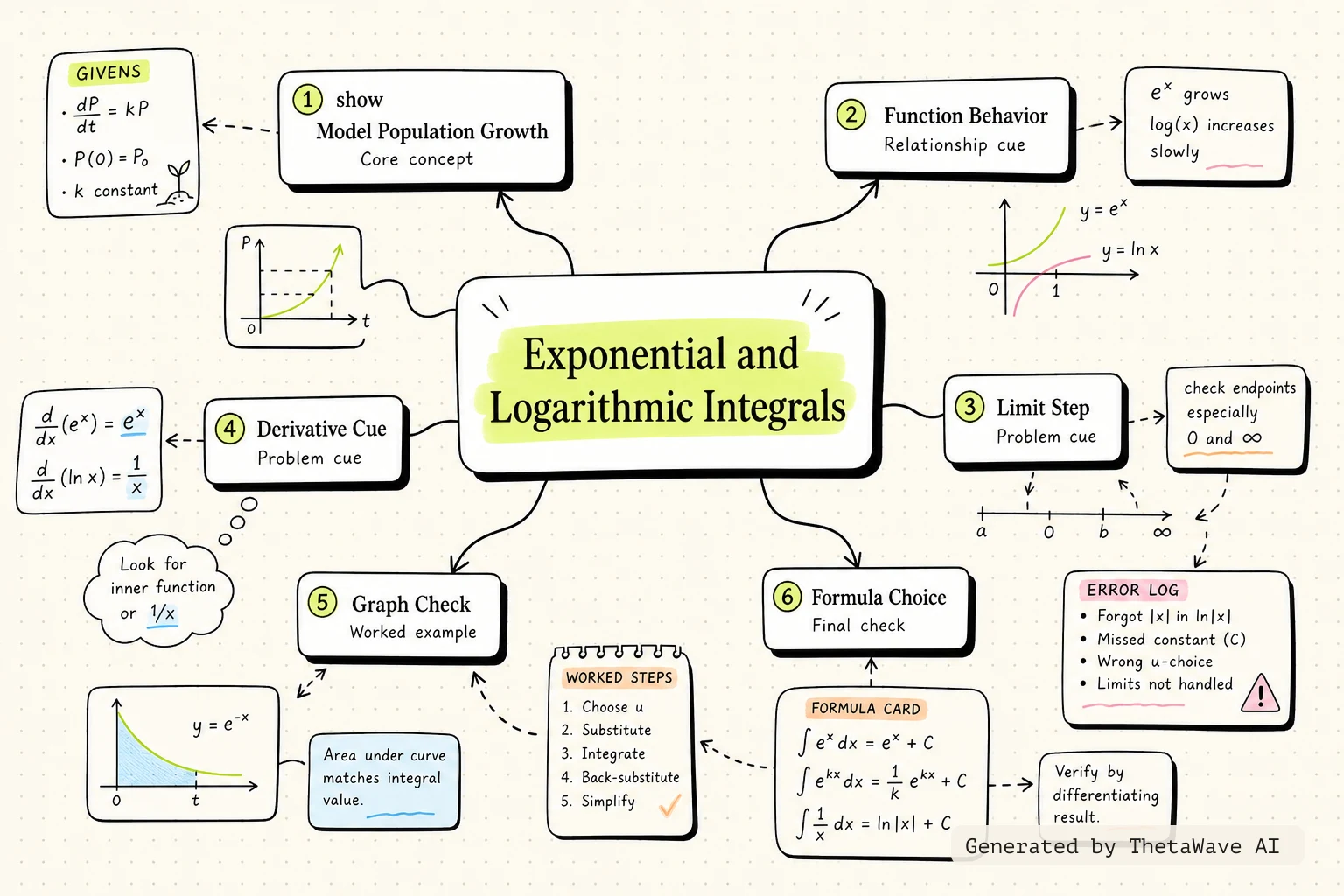 Mapa mental de Calculus Volume 1: 5.6 Integrals Involving Exponential and Logarithmic Functions