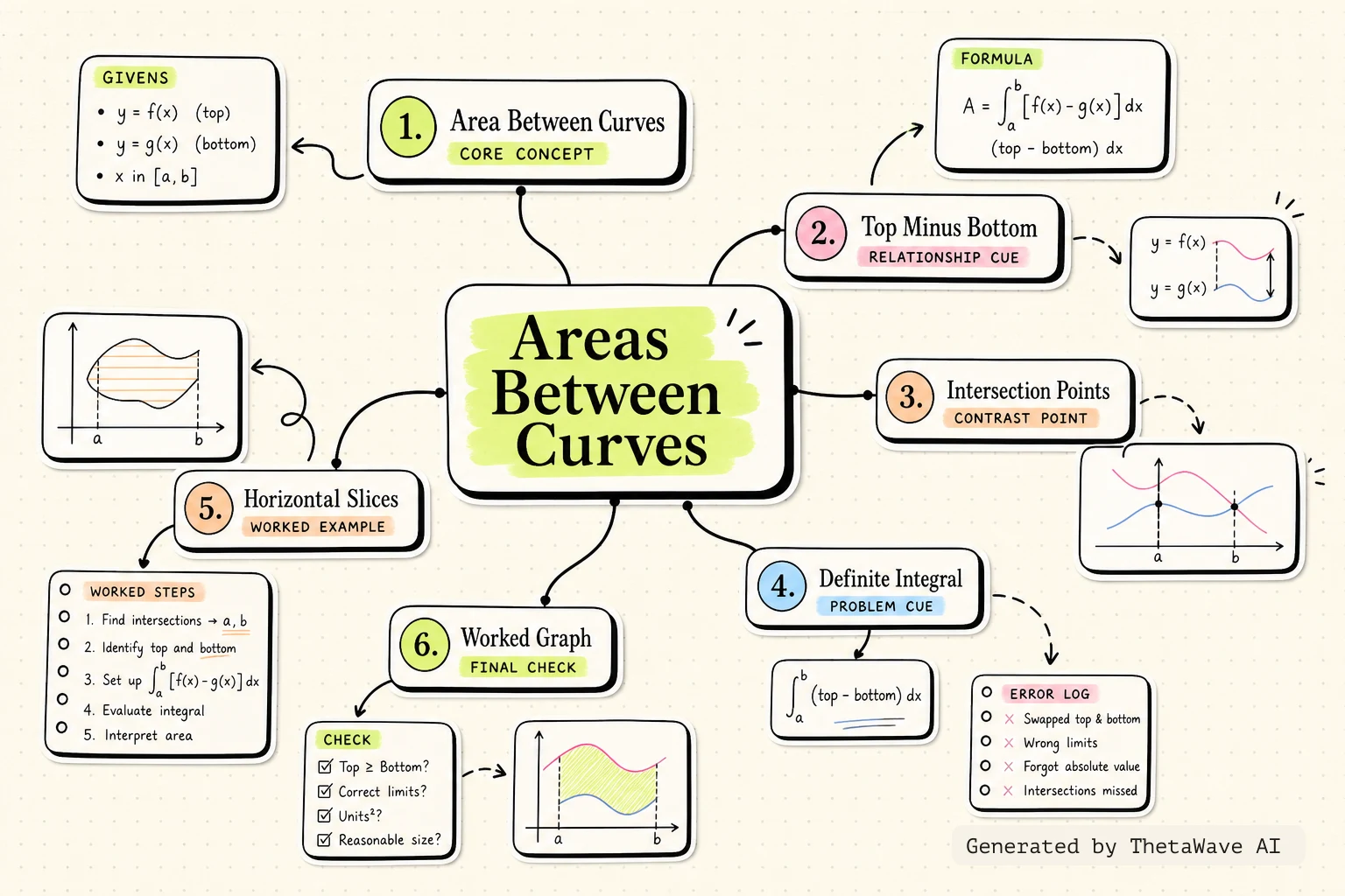 Calculus Volume 1: 6.1 Areas between Curves的心智圖
