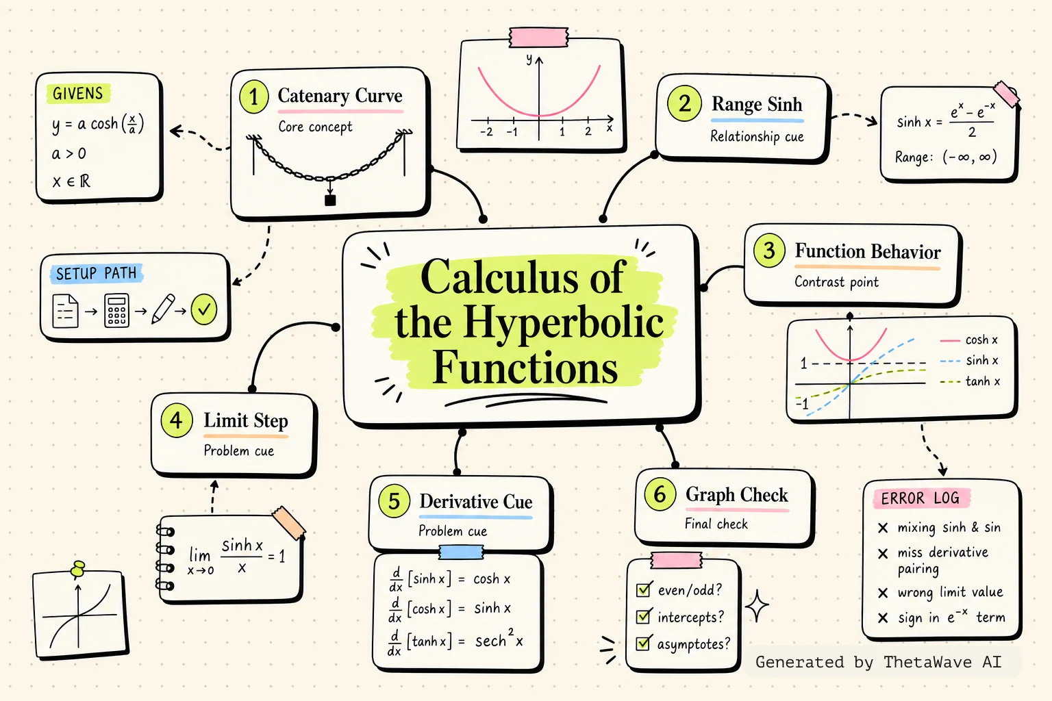 Mindmap zu Calculus Volume 1: 6.9 Calculus of the Hyperbolic Functions