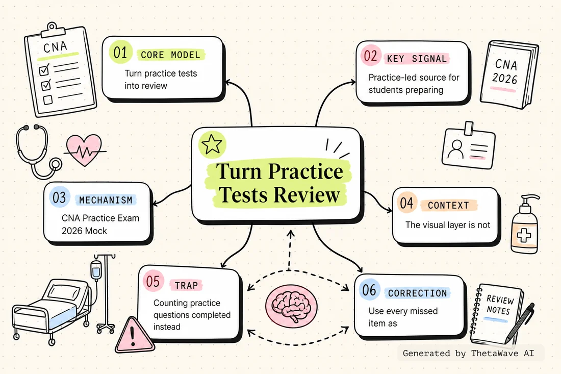 Mind map for CNA Practice Exam 2026 Mock Test Prep for Review 70 Hardest Questions