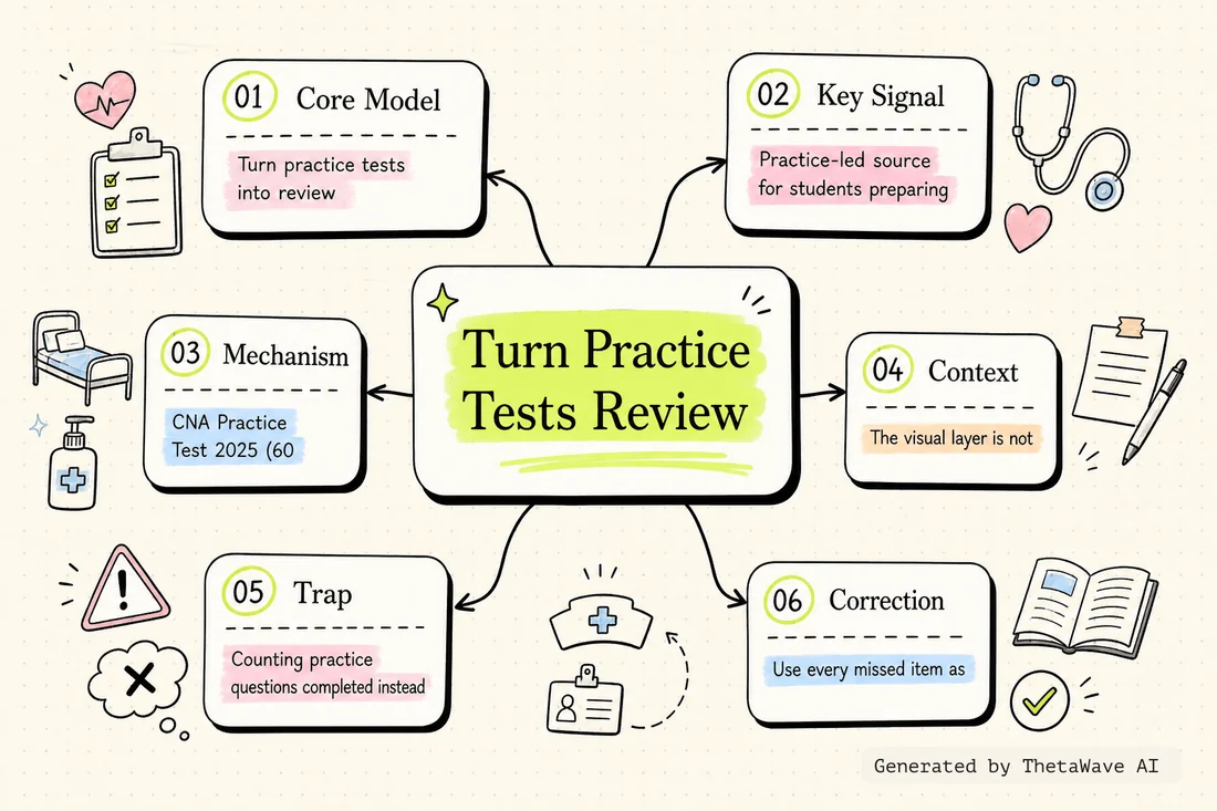 Mind map for CNA Practice Test 2025 (60 Questions with Explained Answers)