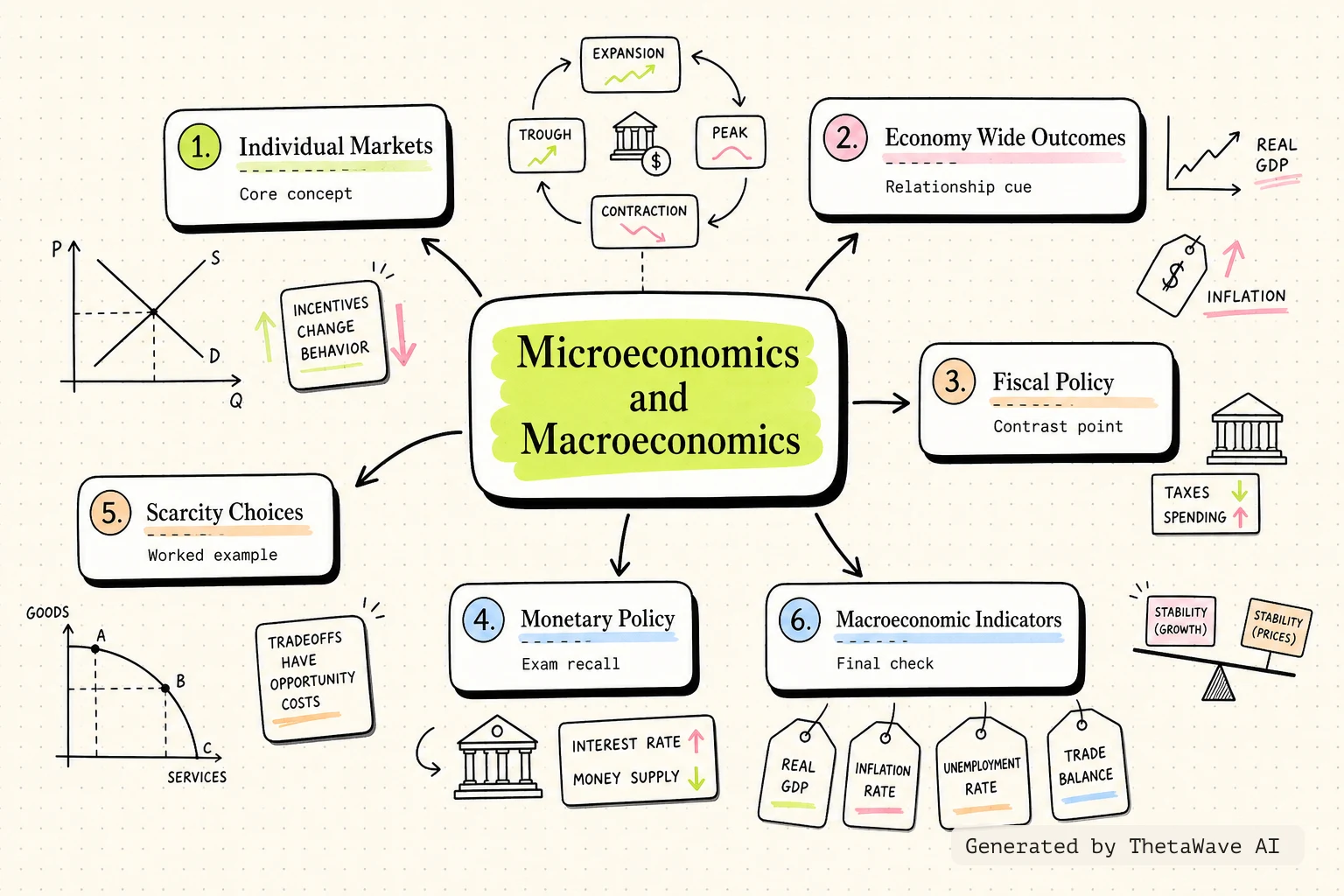 Mind map for Principles of Economics 3e: 1.2 Microeconomics and Macroeconomics
