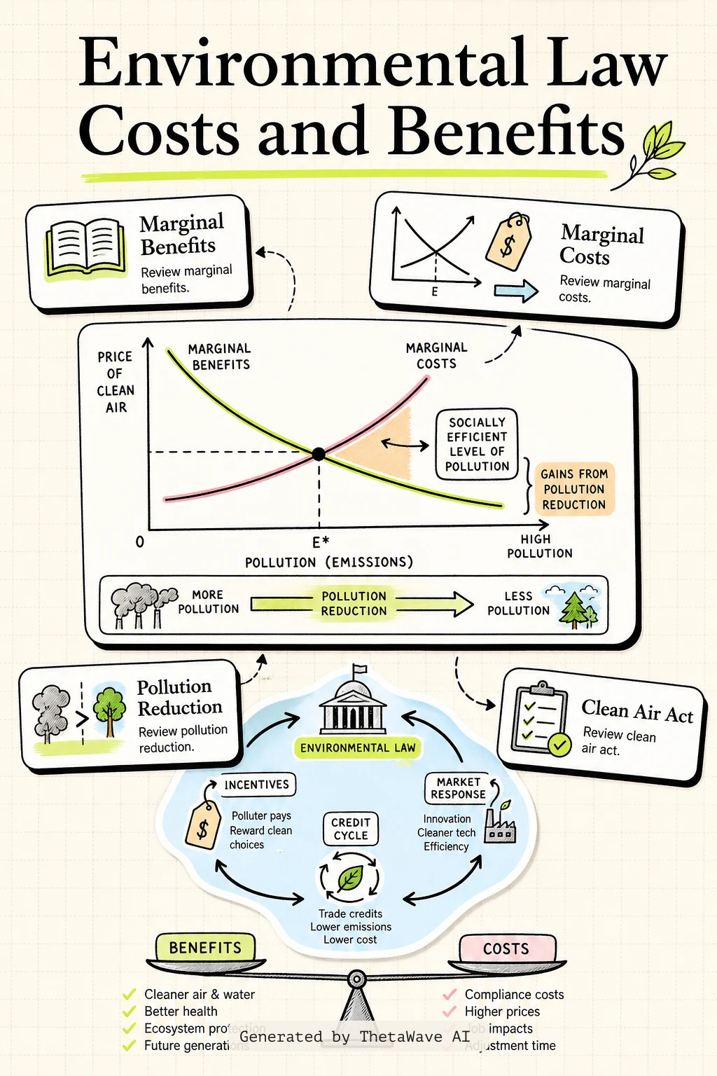 Infographic for Principles of Economics 3e: 12.4 The Benefits and Costs of U.S. Environmental Laws