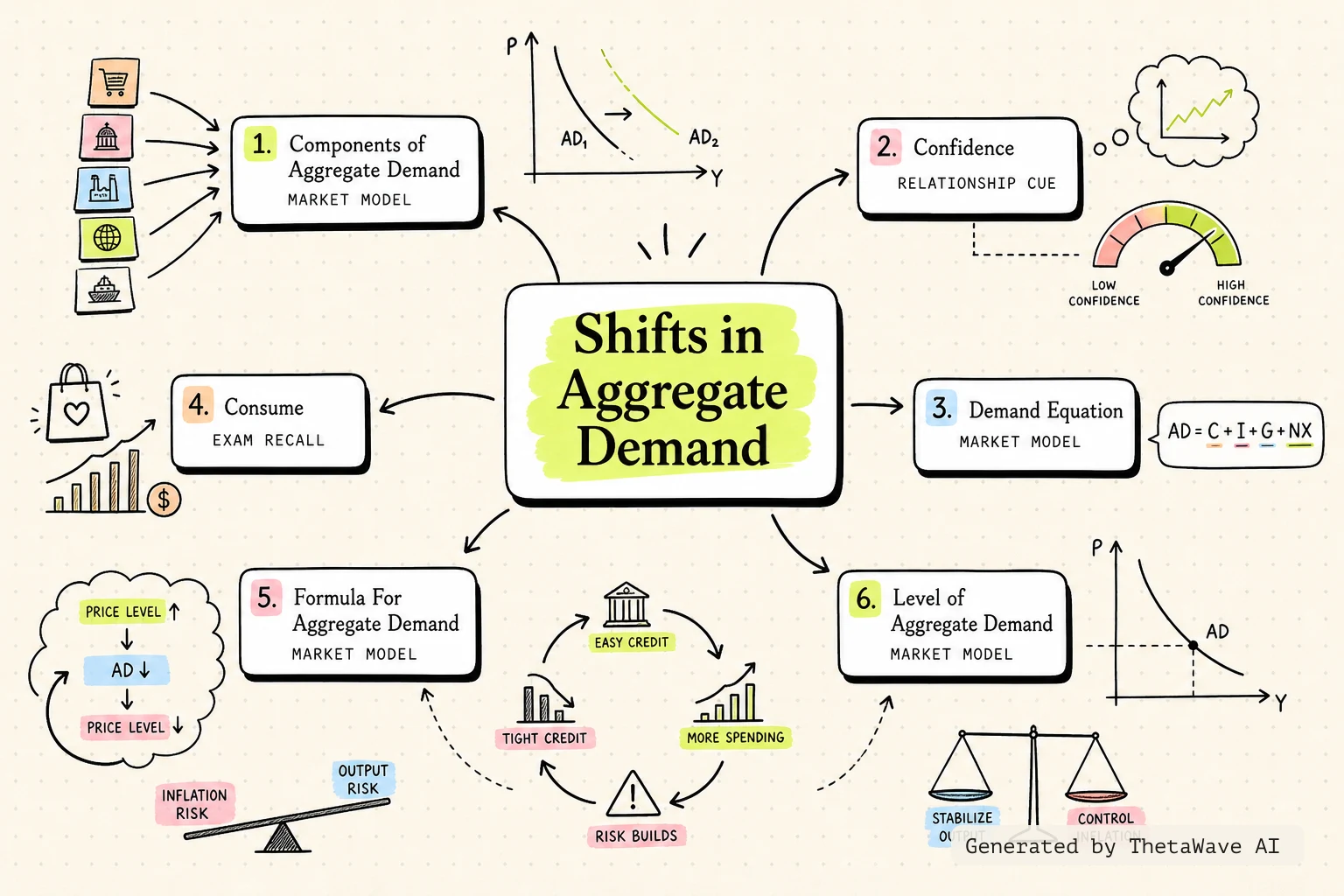 Mind map for Principles of Economics 3e: 24.4 Shifts in Aggregate Demand