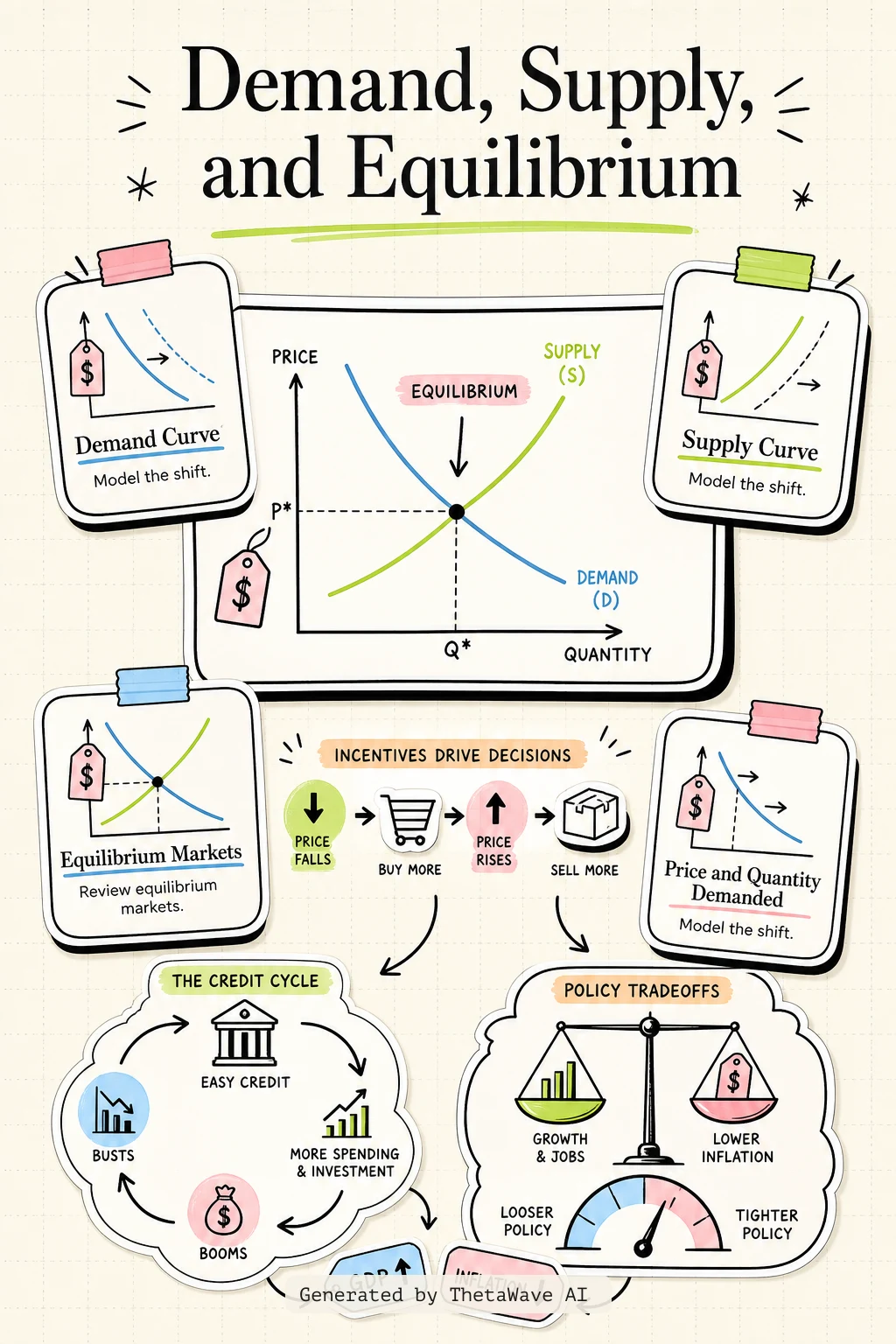Infographic for Principles of Economics 3e: 3.1 Demand, Supply, and Equilibrium in Markets for Goods and Services