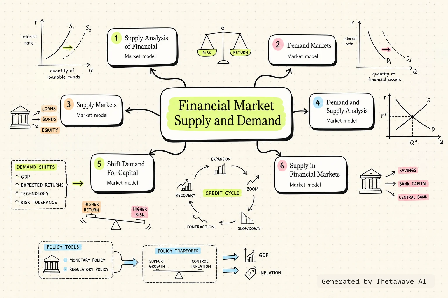 Mind map for Principles of Economics 3e: 4.2 Demand and Supply in Financial Markets