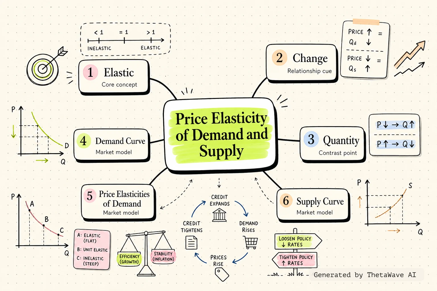 Mind map for Principles of Economics 3e: 5.1 Price Elasticity of Demand and Price Elasticity of Supply