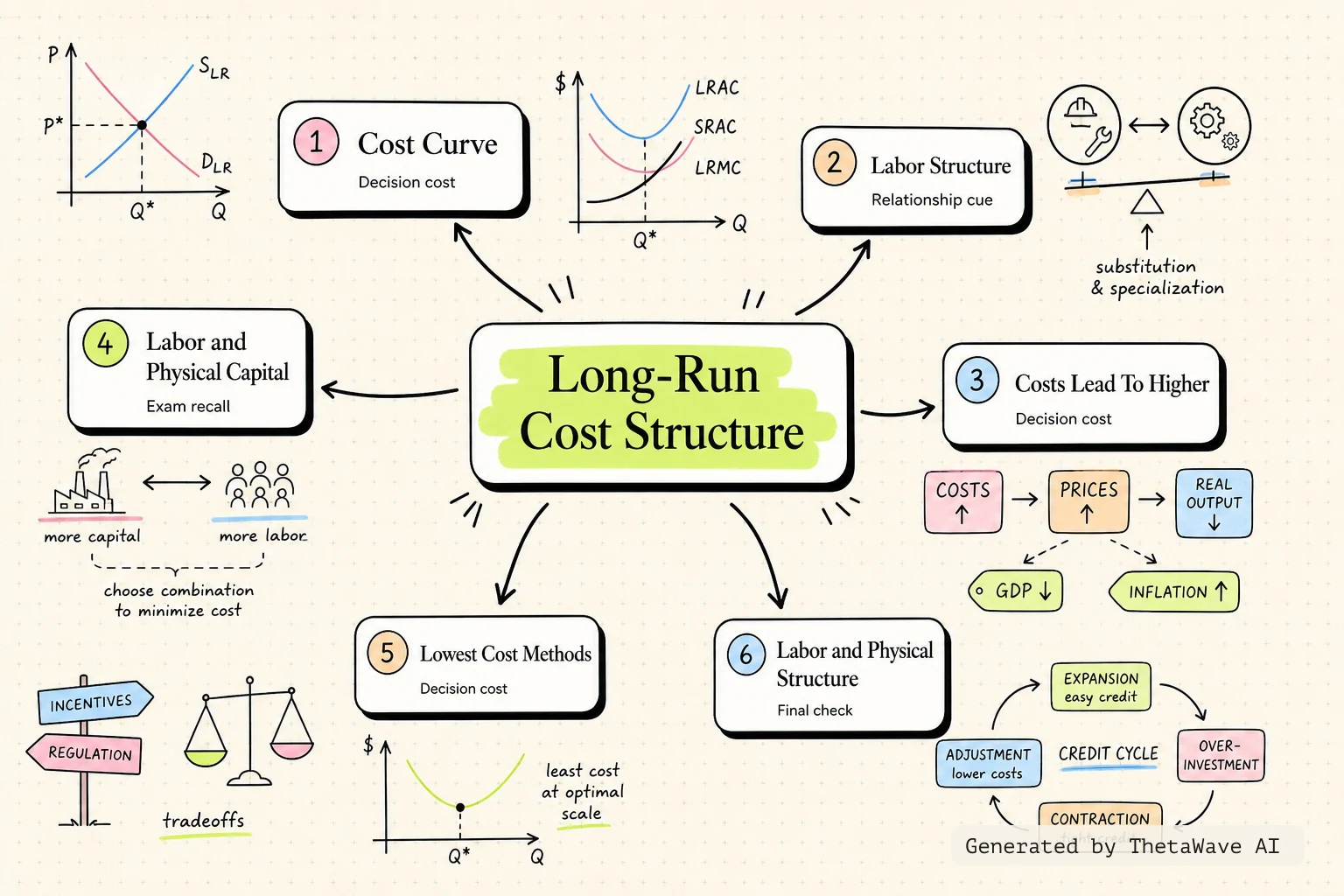 Mind map for Principles of Economics 3e: 7.3 The Structure of Costs in the Long Run