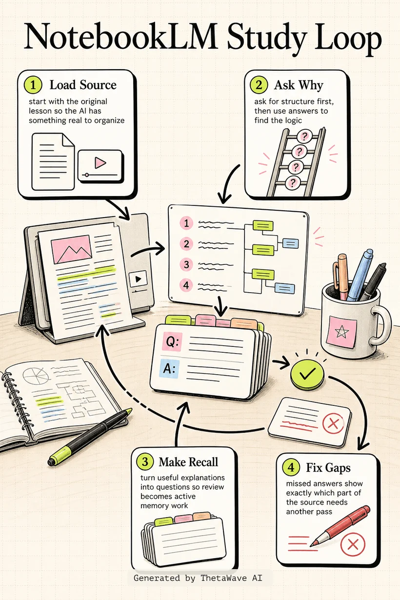 Infografía de Gemini + NotebookLM + Anki Workflow