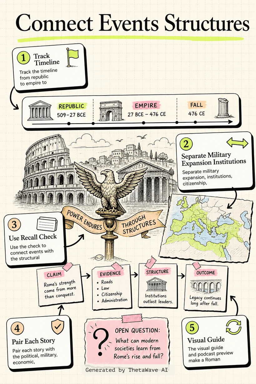Infographie de Gregory Aldrete: The Roman Empire - Rise and Fall of Ancient Rome | Lex Fridman Podcast #443