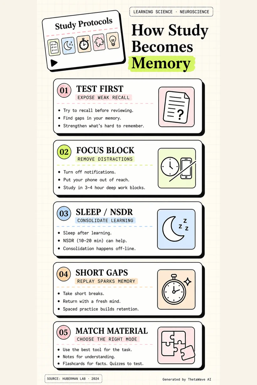 Infografía de Optimal Protocols for Studying & Learning