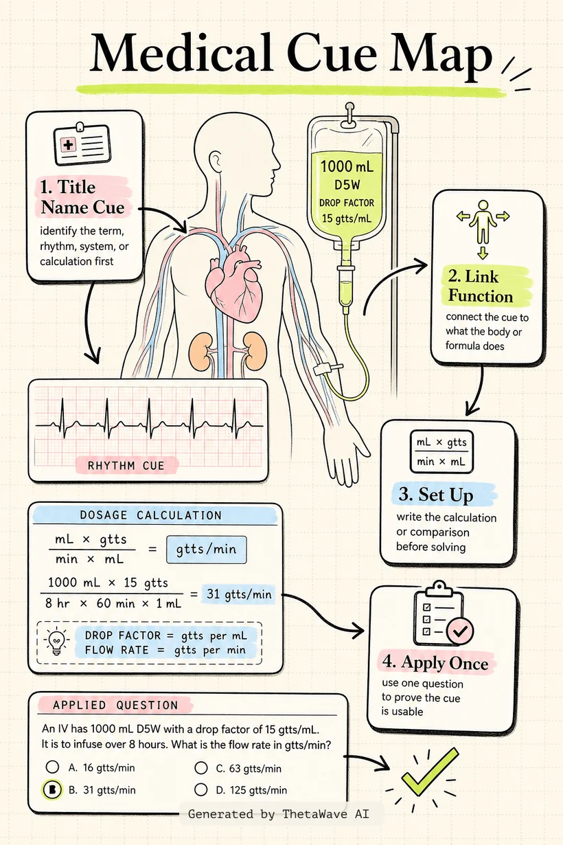 Infographic for IV Drip Flow Rates Drop Factor gtts/minute Dosage Calculations Nursing | NCLEX Review