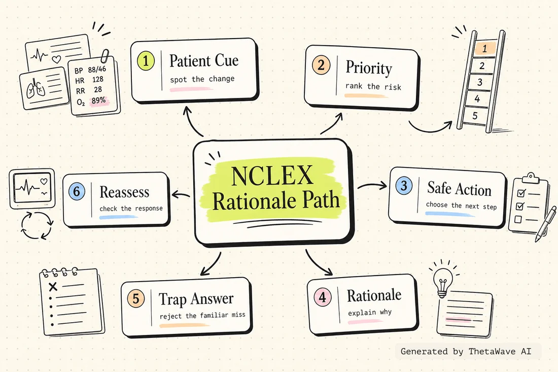 Mind map for NCLEX PREP: PRIORITIZATION STRATEGIES + QUESTIONS