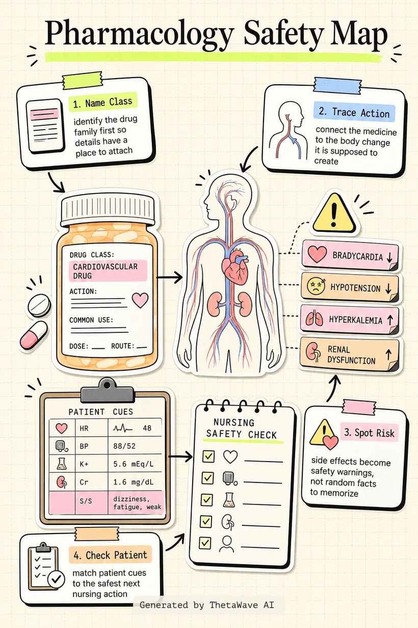 Infografía de Pharmacology Cardiovascular Drugs Nursing NCLEX Review