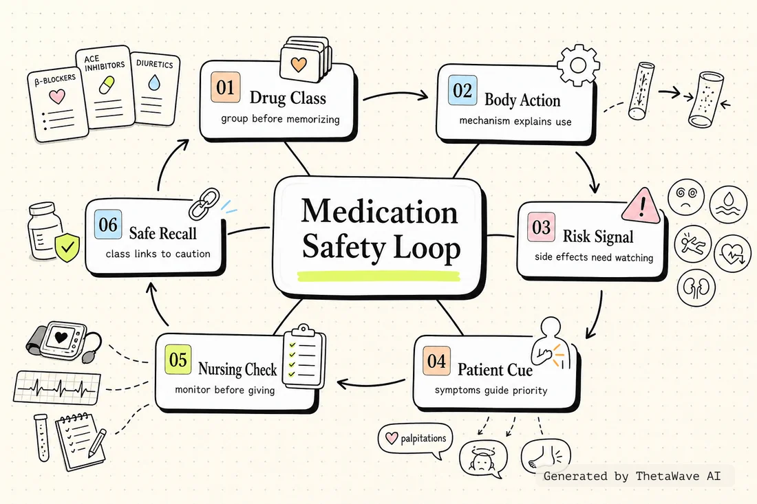 Mapa mental de Pharmacology Cardiovascular Drugs Nursing NCLEX Review