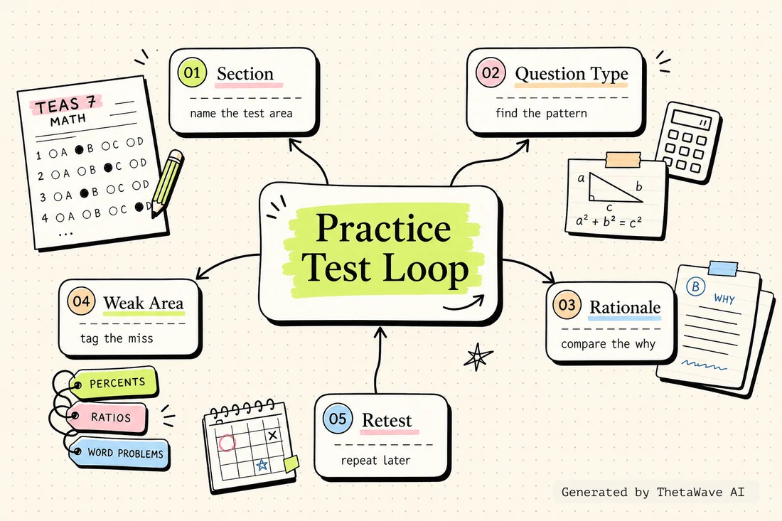 Mind map for TEAS 7 Math Practice Test | Every Answer Explained